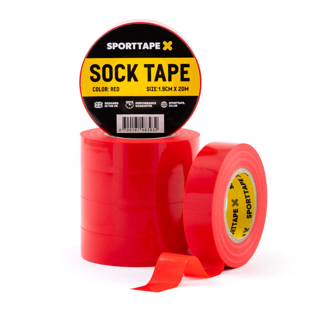 Sock Tape: Secure and Supportive Taping Solution for Sports and Athletics in red
